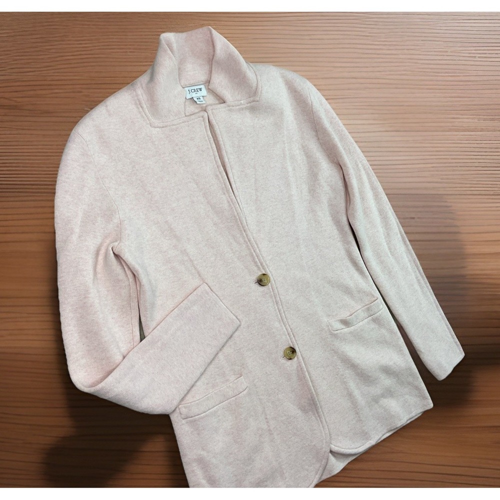 JCrew‎ Sophie Sweater Blazer Jacket Womens XS Pink Knit Cotton 2 Button G9309